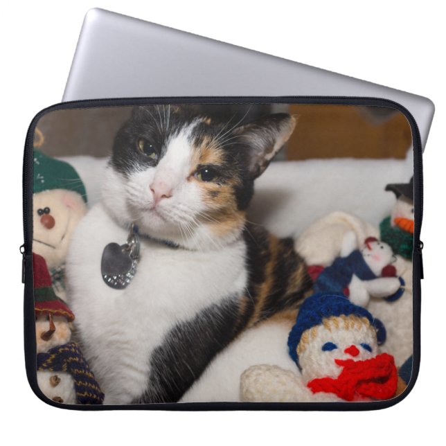 Calico And Snowmen Laptop Sleeve (Front)