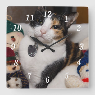 Calico And Snowmen Wall Clock