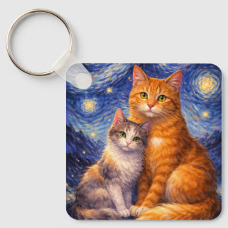 Calico and Tabby Keychain! Customize Back Key Ring