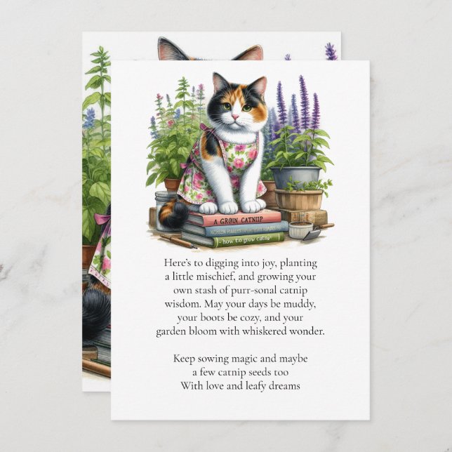 Calico and the Catnip Cat Lovers Flat Note Card (Front/Back)