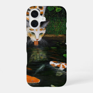 Calico Cat and Koi Fish iPhone 16 Case
