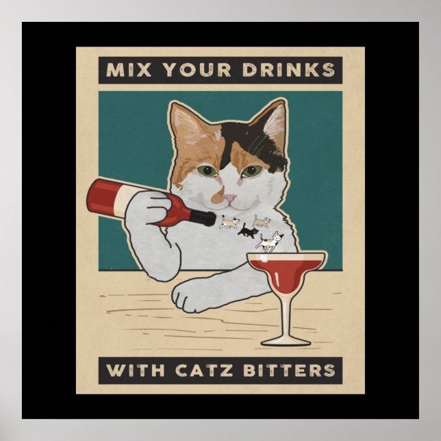 Calico Cat Bartender Poster (Front)