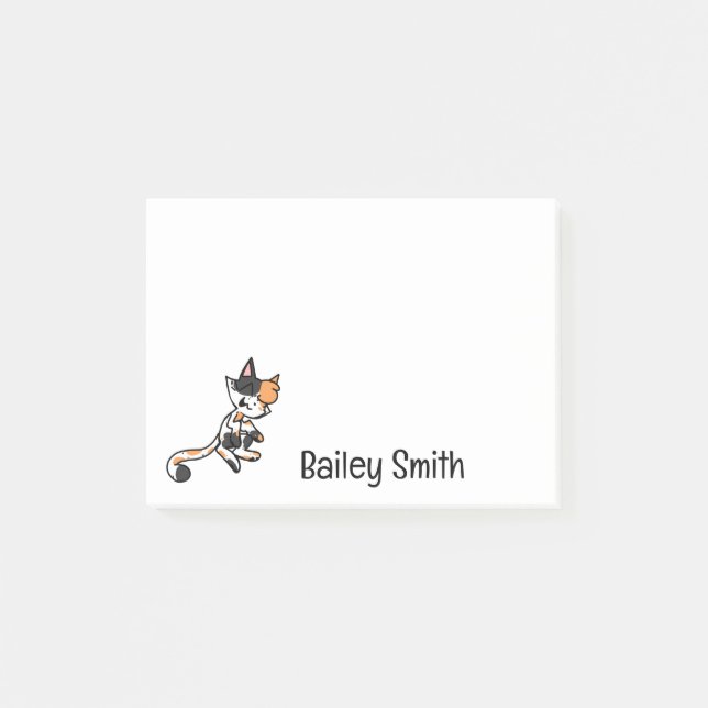 Calico Cat Cartoon Post-It Notes (Front)
