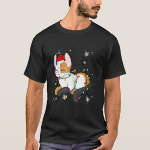 Calico Cat Christmas Lights Christmas Cat Santa ha T-Shirt