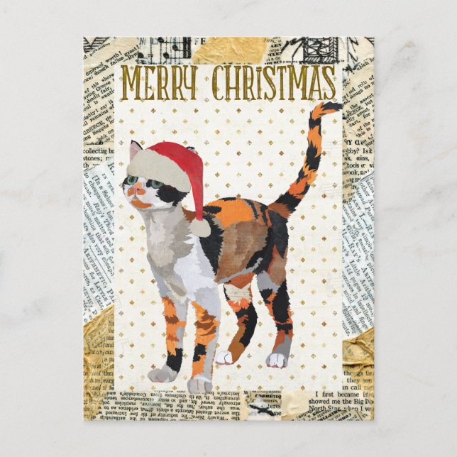 CALICO CAT CHRISTMAS Postcard (Front)