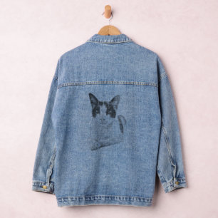 Calico Cat Comic Halftone Denim Jacket