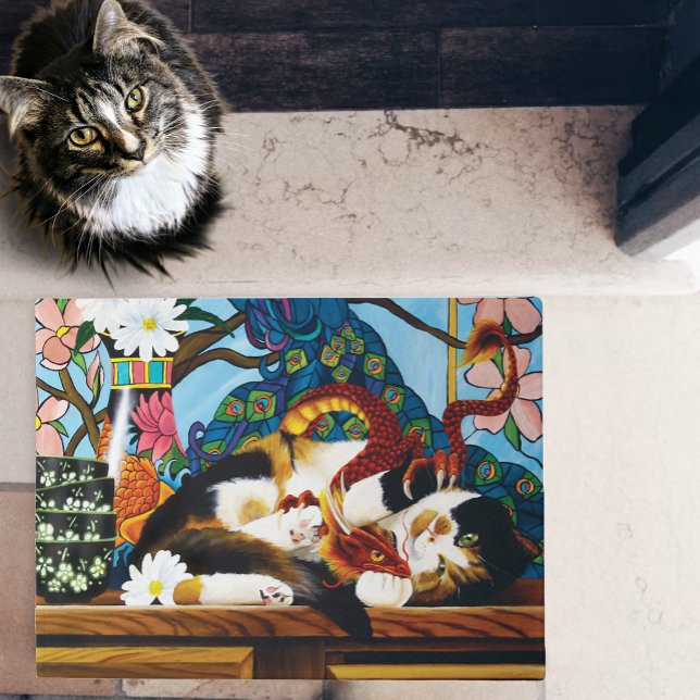 Calico Cat Dragon Red Doormat (Creator Uploaded)