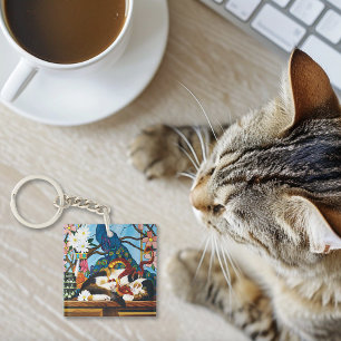 Calico Cat Dragon Red Key Ring