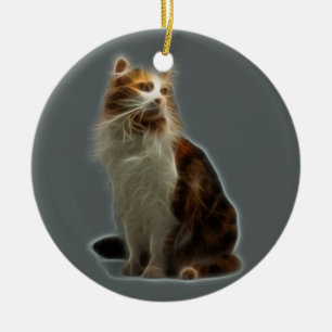 Calico Cat Fractal Ceramic Tree Decoration