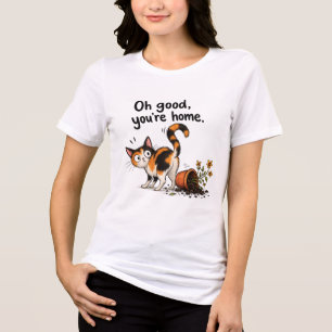 Calico Cat Funny Cat Flower Pot Disaster Tri-Blend Shirt