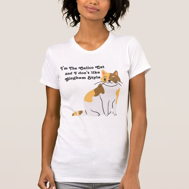 Calico Cat Gingham Dog Spoof T-Shirt (Front)