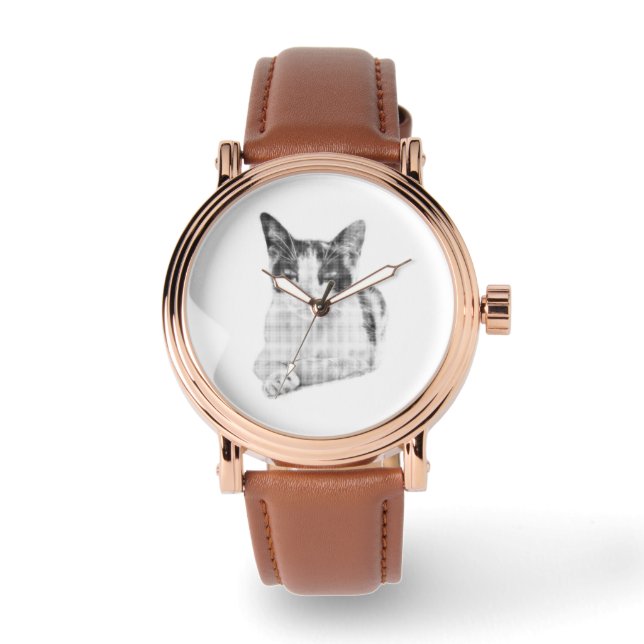 Calico cat halftone effect watch (Front)