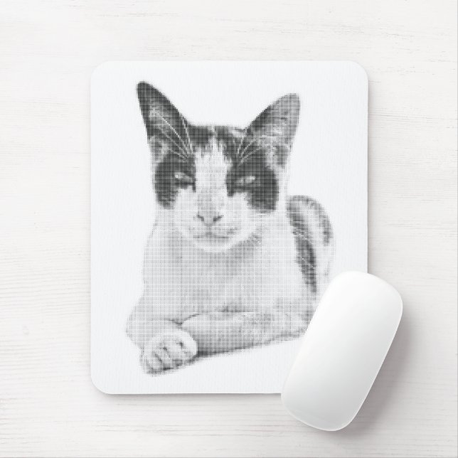 Calico Cat Halftone Mouse Pad (With Mouse)