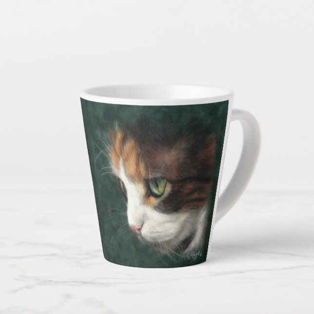 Calico cat kitten latte mug (Right Angle)