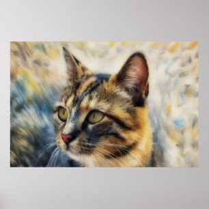 Calico Cat Kitty Art Poster Cat Lover