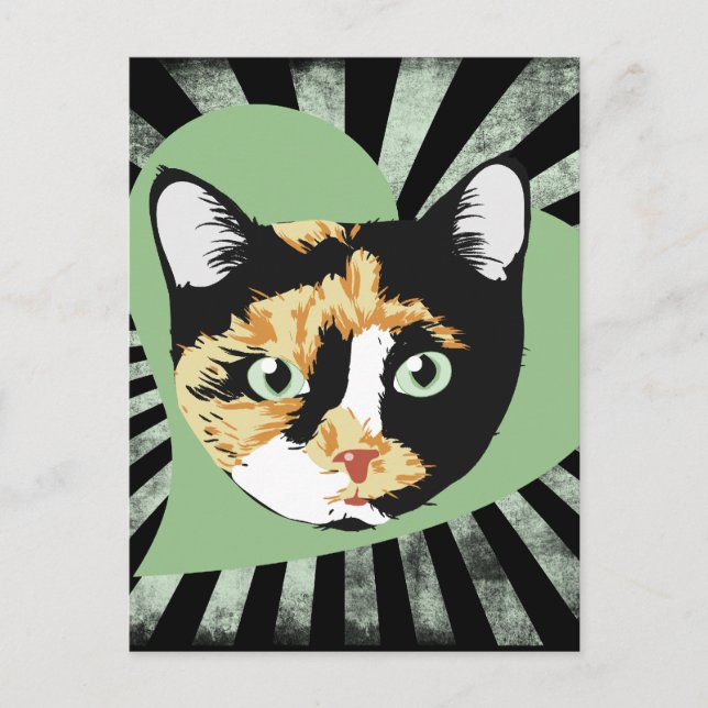 Calico cat love postcard (Front)