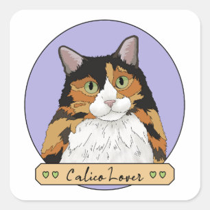 Calico Cat Lover Square Sticker