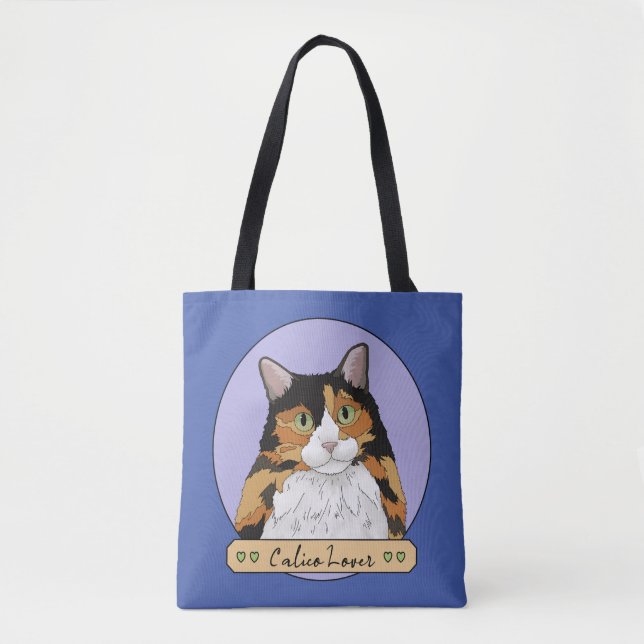 Calico Cat Lover Tote Bag (Front)