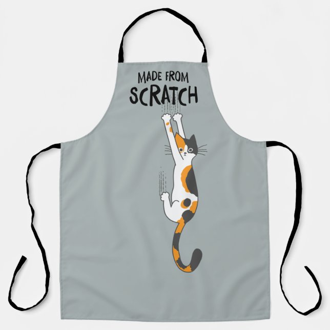 Calico Cat Made From Scratch Funny Cat Hanging On  Apron (Front)