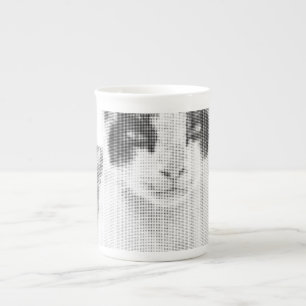 Calico Cat Minimal Halftone Bone China Mug