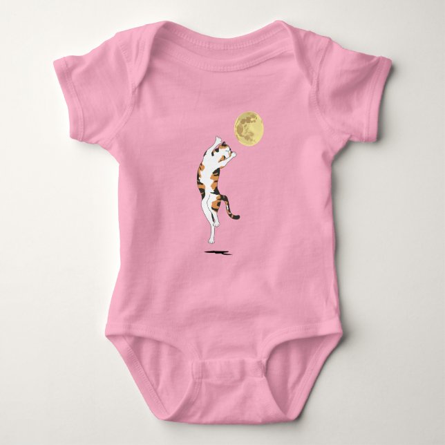 Calico Cat Moon Dancing Baby Bodysuit (Front)