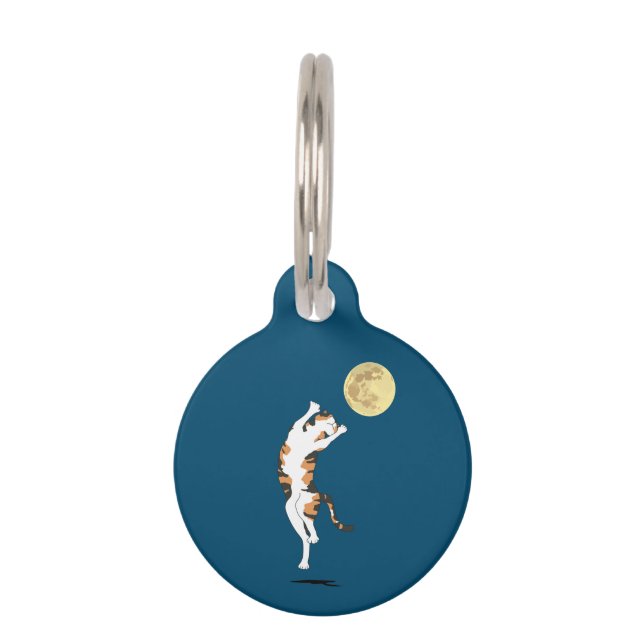 Calico Cat Moon Dancing Pet Tag (Front)