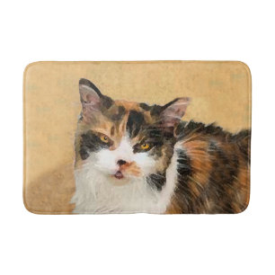 Calico Cat Painting - Cute Original Cat Art Bath Mat