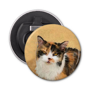 Calico Cat Painting - Cute Original Cat Art Bottle Opener