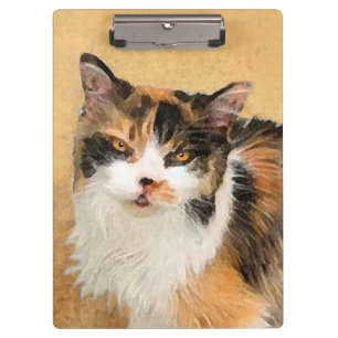 Calico Cat Painting - Cute Original Cat Art Clipboard