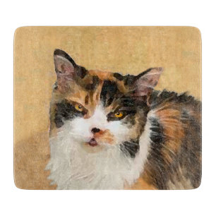Calico Cat Painting - Cute Original Cat Art Cutting Board