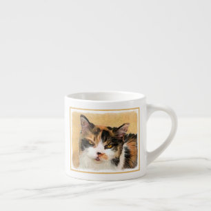 Calico Cat Painting - Cute Original Cat Art Espresso Cup