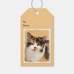 Calico Cat Painting - Cute Original Cat Art Gift Tags