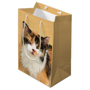Calico Cat Painting - Cute Original Cat Art Medium Gift Bag