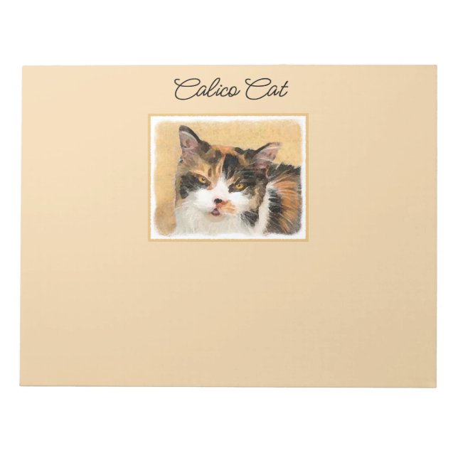 Calico Cat Painting - Cute Original Cat Art Notepad (Front)