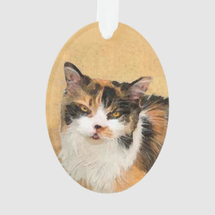 Calico Cat Painting - Cute Original Cat Art Ornament