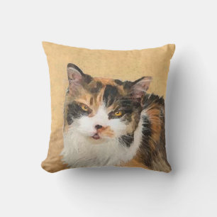 Calico Cat Painting - Cute Original Cat Art Outdoor Cushion