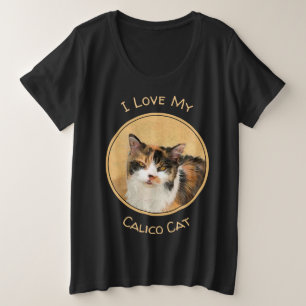 Calico Cat Painting - Cute Original Cat Art Plus Size T-Shirt