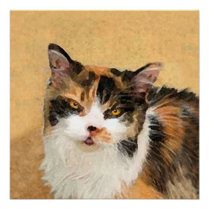 Calico Cat Painting - Cute Original Cat Art Poster
