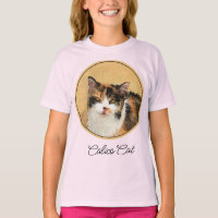 Calico Cat Painting - Cute Original Cat Art T-Shir