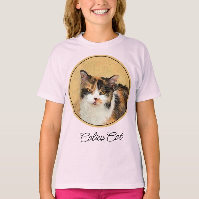 Calico Cat Painting - Cute Original Cat Art T-Shir T-Shirt (Front)