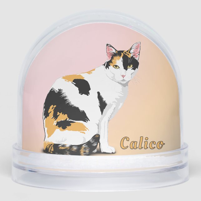 Calico Cat Personalised Snowglobe (Front)