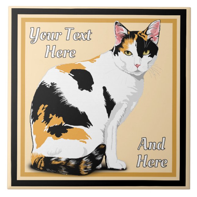 Calico Cat Personalised Tile (Front)