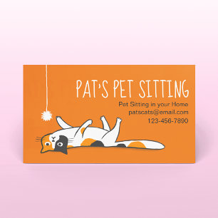 Calico Cat Pet Sitting   Funny Cat   Animal Care Business Card