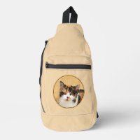 Calico Cat Portrait Painting Cute Original Art