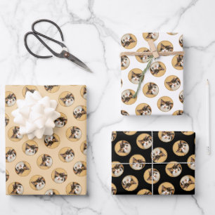 Calico Cat Portrait Painting Cute Original Art Wrapping Paper Sheet