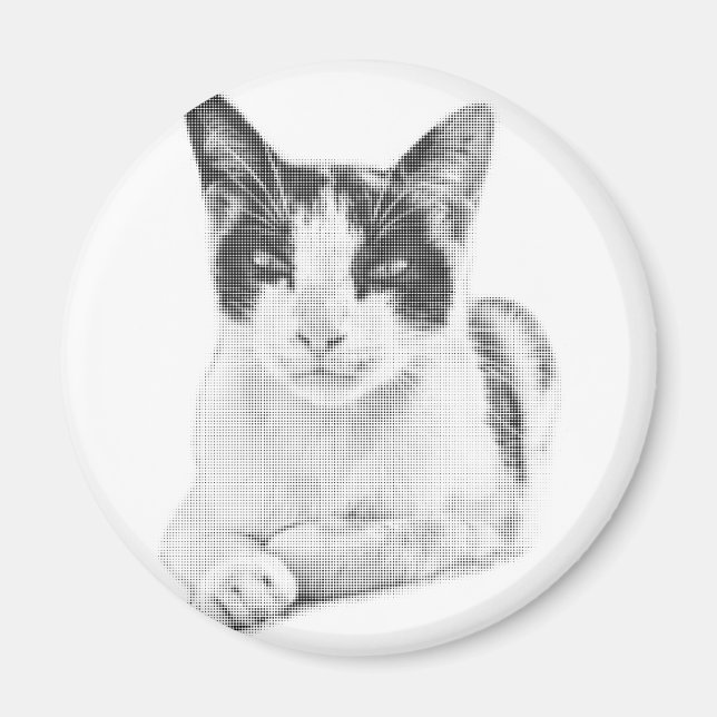 Calico Cat Retro Halftone Magnet (Front)