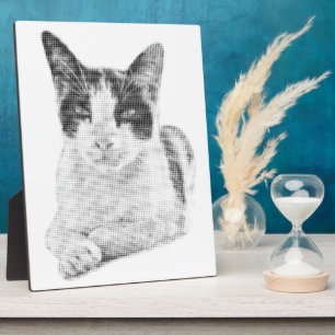 Calico Cat Retro Halftone Plaque