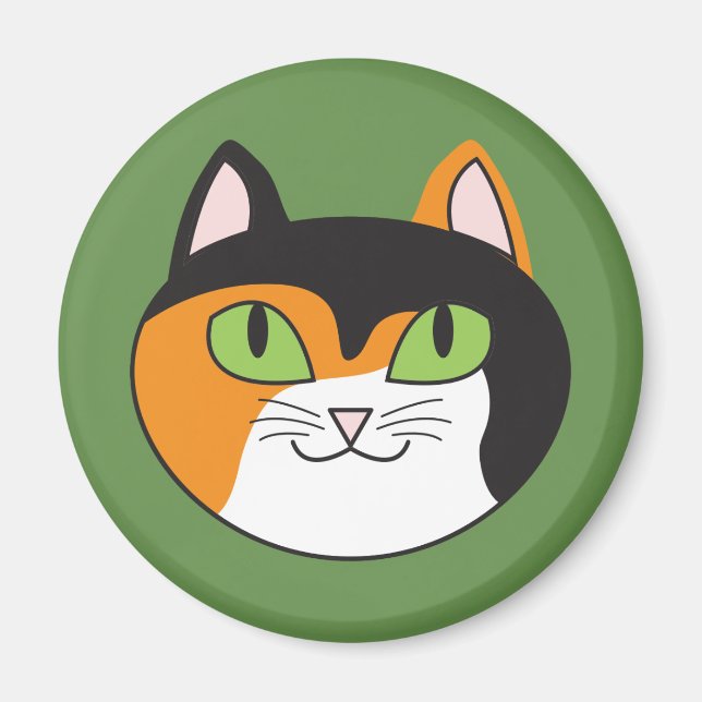 Calico Cat Round Magnet (Front)