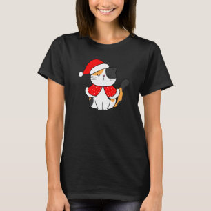 Calico Cat Santa Hat Christmas Cat Bah humbug T-Shirt