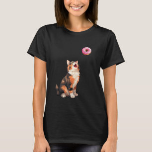 Calico Cat Staring At Doughnut, Funny Calico Cat T-Shirt